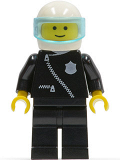 LEGO cop004 Police - Zipper with Badge, Black Legs, White Helmet, Trans-Light Blue Visor